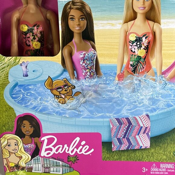 Barbie Pool Set  New In Box  Barbie With Pool Slide Towel And Two Glasses - Picture 5 of 7